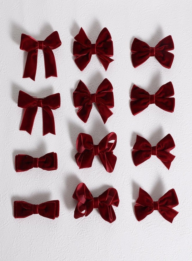 KCHIES Dark Red Velvet Ribbon Hair Bows 12pcs 3” Small Burgundy Dressy Bow Alligator Clips School Uniform Decor Accessories for Teen Toddler Girls Women Christmas Valentines Xmas Gift - Image 5